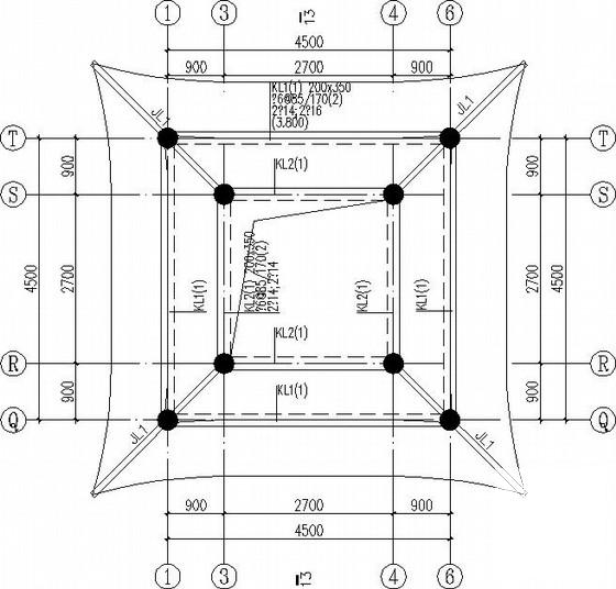 仿古四角亭及景观长廊结构CAD施工图纸(平面布置图) - 2