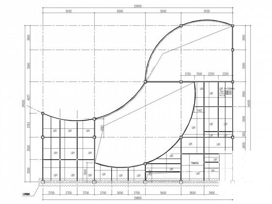 两层独立基础钢框架办公楼结构CAD施工图纸(平面布置图) - 2