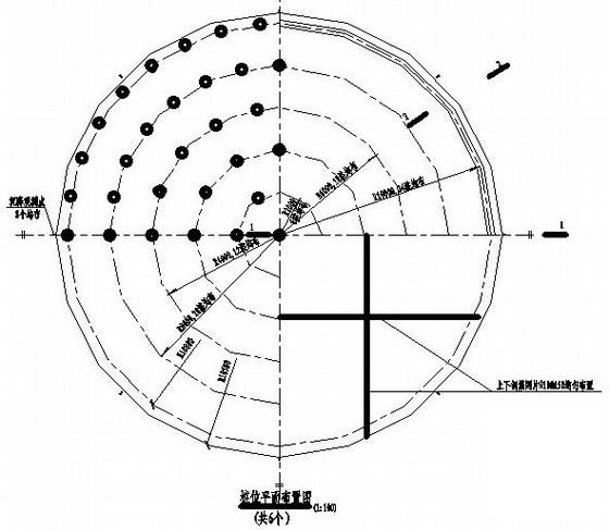5000立方米内浮顶罐基础结构CAD施工图纸（6度抗震）(平面布置图) - 1