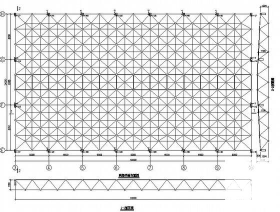 网架结构采光顶结构教学楼结构CAD施工图纸（7度抗震）(平面布置图) - 1