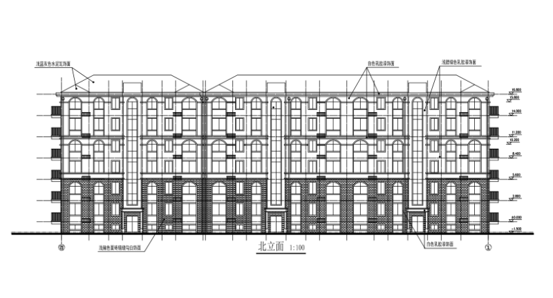6层带阁楼坡屋面异形柱框架结构住宅楼CAD施工图纸 - 3