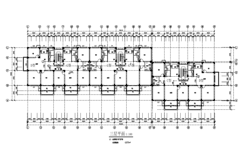6层带阁楼坡屋面异形柱框架结构住宅楼CAD施工图纸 - 4