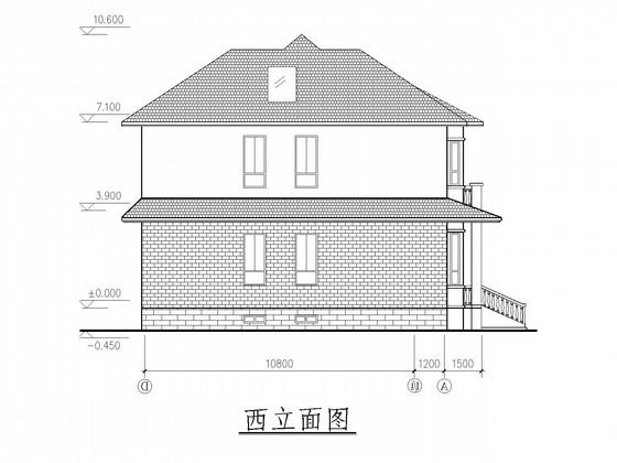 2层条形基础砖混别墅结构CAD施工图纸(建施) - 1