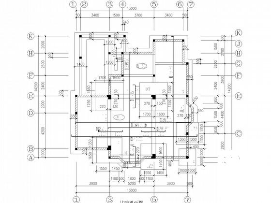 2层条形基础砖混别墅结构CAD施工图纸(建施) - 2