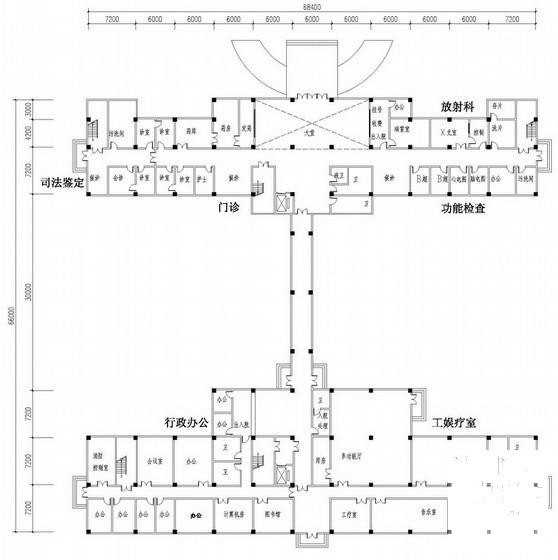 5层150床规模精神卫生专科医院建筑图纸（现代风格，结构CAD施工图纸） - 1
