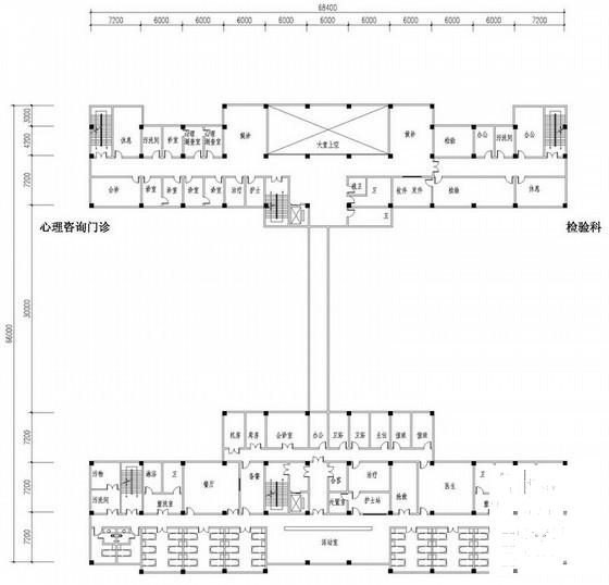 5层150床规模精神卫生专科医院建筑图纸（现代风格，结构CAD施工图纸） - 2