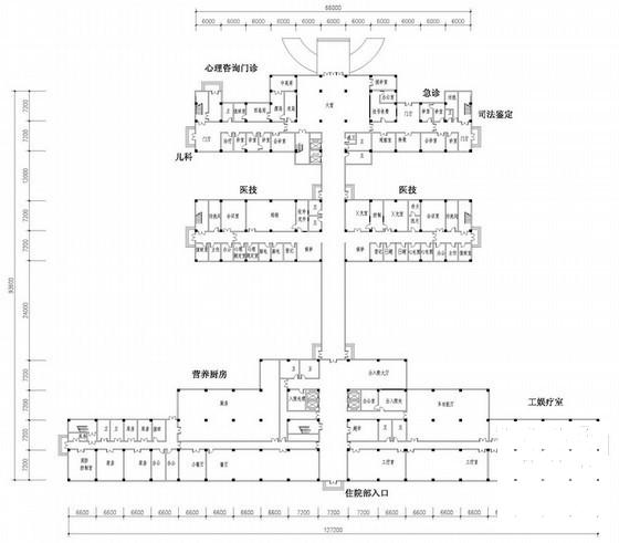 5层300床规模精神卫生专科医院建筑CAD图纸（钢筋混凝土结构） - 1