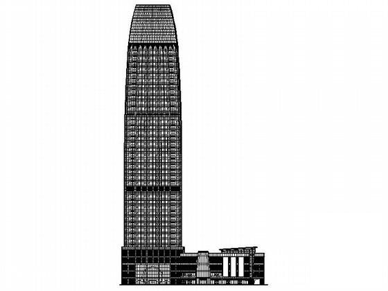 38层超高层商业办公综合体建筑CAD图纸（框架剪力墙，现代更高） - 1