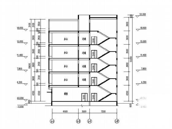 国产汽车品牌广场5层商业楼建筑CAD图纸（现代风格） - 2