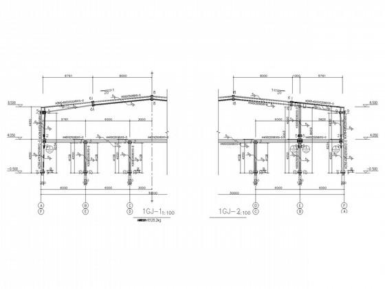 独立基础两层门式刚架厂房结构施工方案CAD图纸 - 1