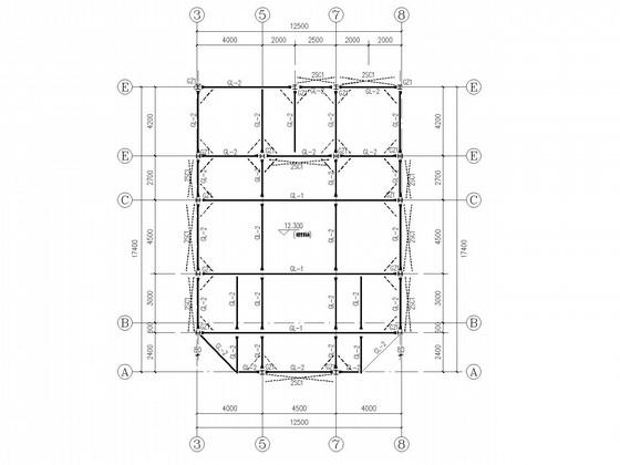 8度抗震儿童活动室加层改造框架结构CAD施工图纸(平面布置图) - 3