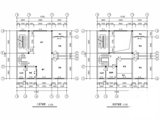 7层砖混住宅楼结构CAD施工图纸（建筑图纸）(人工挖孔灌注桩) - 3