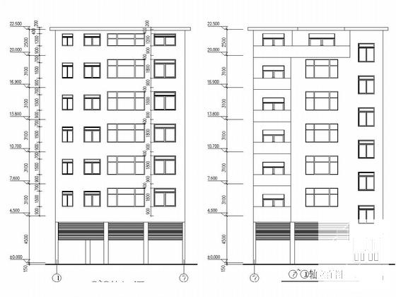 7层砖混住宅楼结构CAD施工图纸（建筑图纸）(人工挖孔灌注桩) - 4