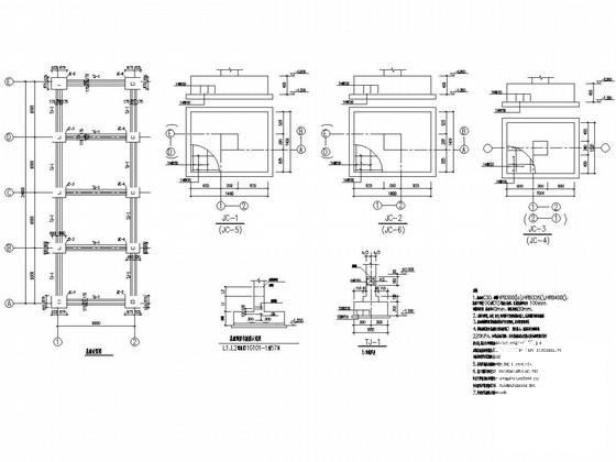 单层混合结构工业辅助用房结构CAD施工图纸（6度抗震）(后浇带做法) - 1
