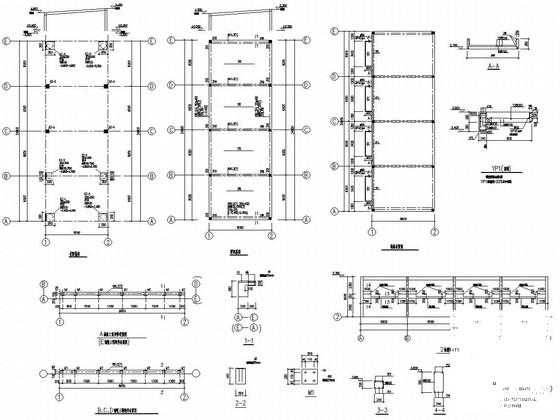 单层混合结构工业辅助用房结构CAD施工图纸（6度抗震）(后浇带做法) - 2