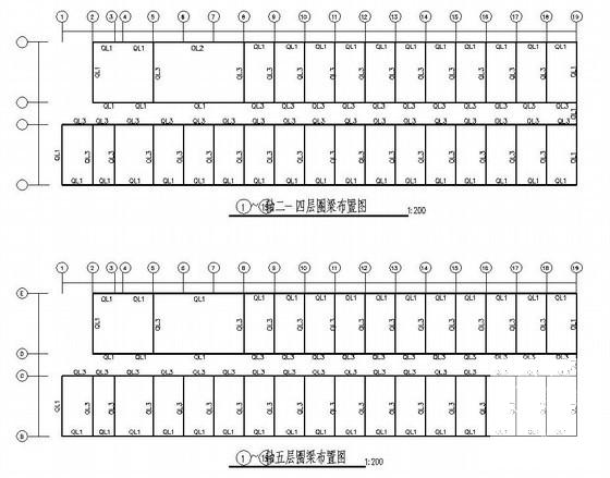 5层砖混结构学生宿舍楼结构CAD施工图纸 - 3