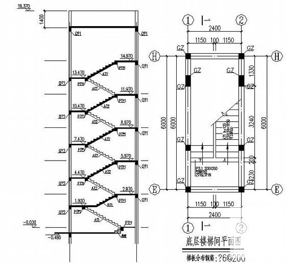 砖混结构住宅楼结构CAD施工图纸（6层悬挑基础） - 4