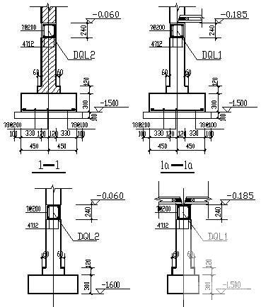 筏形基础2层砖混结构别墅结构施工图纸（建筑施工CAD图纸） - 4