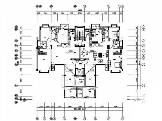 小高层板式住宅楼建筑CAD图纸户型图纸（南、北两梯） - 1