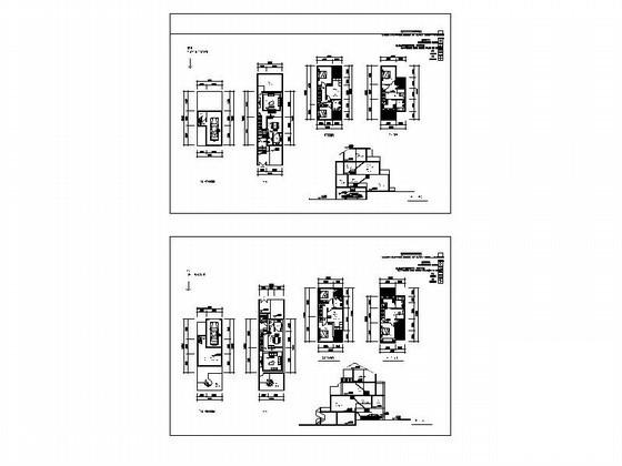 两套3层坡地联排别墅户型CAD图纸（半地下室）(平面图) - 3