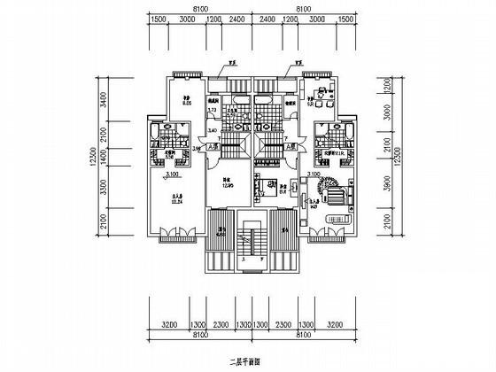 4层叠拼别墅户型平面图纸（南梯188、186平方米） - 2