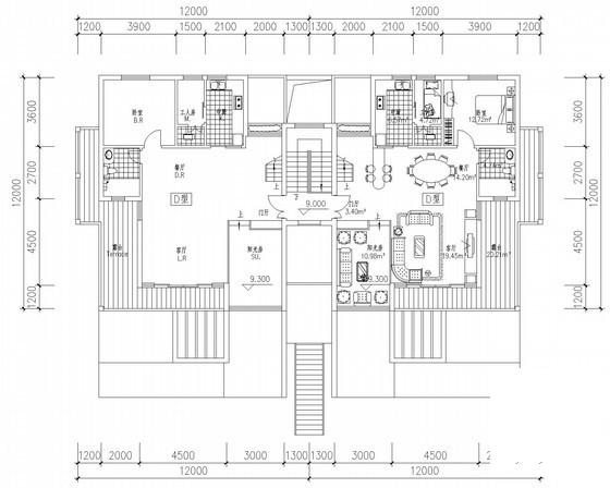 叠拼别墅跃层户型建筑CAD图纸 - 1
