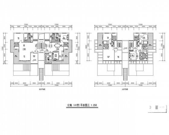 叠拼别墅跃层户型建筑CAD图纸 - 2