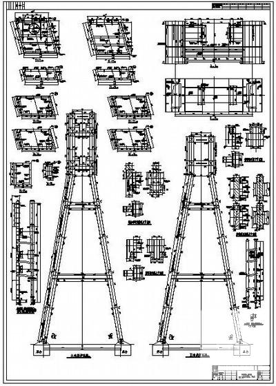 70米高主井钢井架结构CAD施工图纸（7度抗震） - 3