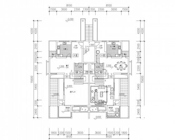 5层叠拼别墅户型建筑CAD图纸（170、190平方米） - 1