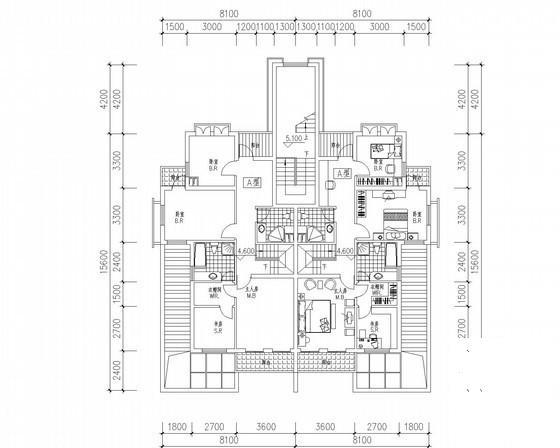 5层叠拼别墅户型建筑CAD图纸（170、190平方米） - 2