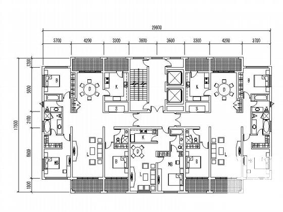 塔式高层一梯三户建筑CAD图纸户型图纸 - 1