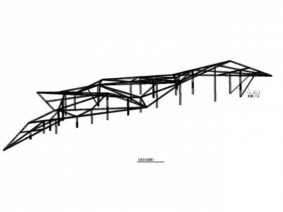 公园茶社钢框架结构CAD施工图纸(异形结构)(檩条安装) - 1
