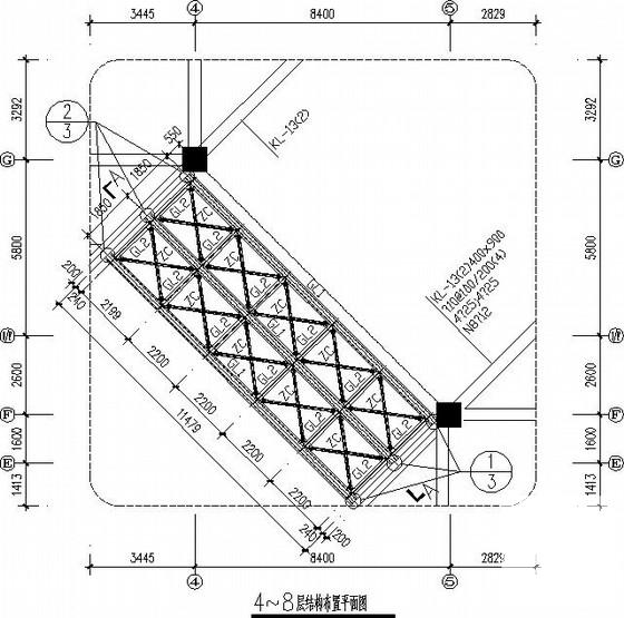 8度区多层钢框架连廊结构CAD施工图纸 - 1