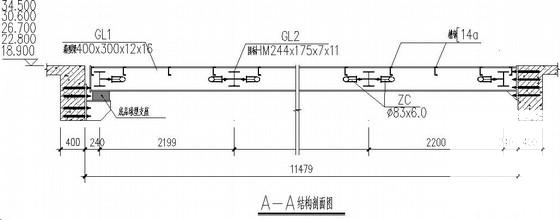 8度区多层钢框架连廊结构CAD施工图纸 - 3