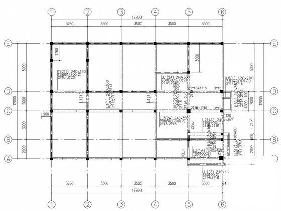 3层砌体结构办公楼结构CAD施工图纸（条形基础）(平面布置图) - 1