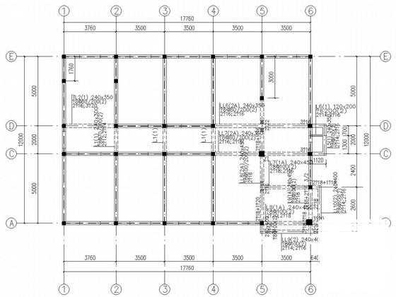 3层砌体结构办公楼结构CAD施工图纸（条形基础）(平面布置图) - 2