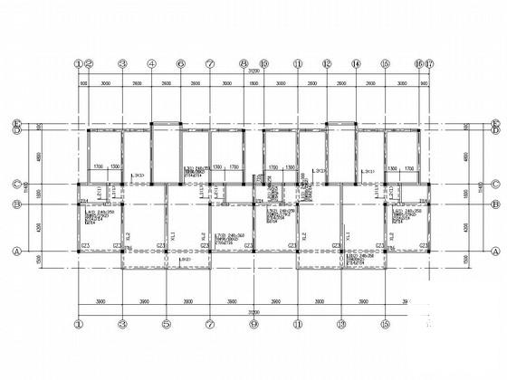 3层砌体结构办公楼结构CAD施工图纸（条形基础）(平面布置图) - 3