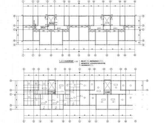 砌体结构、条形基础三栋公租房结构CAD施工图纸(平面布置图) - 1