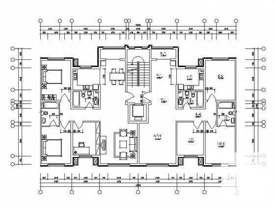 板式小高层住宅楼户型图纸（大户型）(三居室) - 1