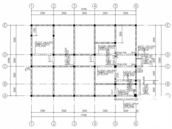3层砌体结构服务所结构CAD施工图纸（6度抗震）(平面布置图) - 1
