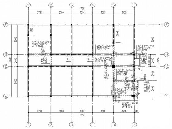 3层砌体结构服务所结构CAD施工图纸（6度抗震）(平面布置图) - 2
