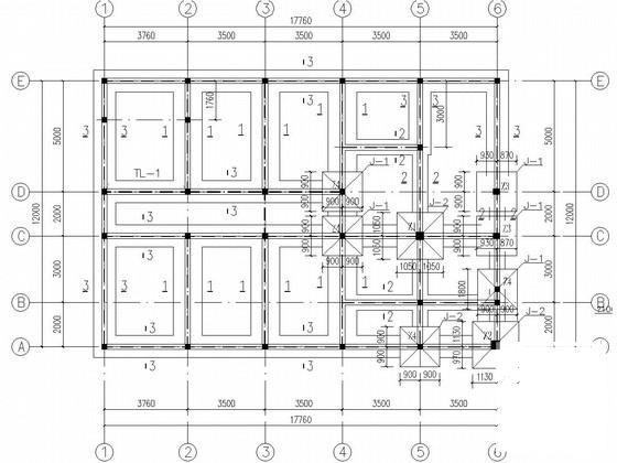3层砌体结构服务所结构CAD施工图纸（6度抗震）(平面布置图) - 4