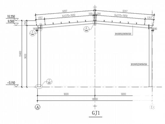 18米跨煤厂房结构CAD施工图纸(建施)(系统布置图) - 1