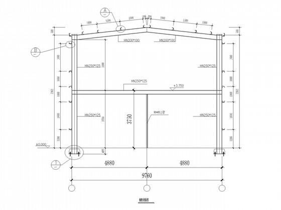2层独立基础钢框架办公楼结构CAD施工图纸(平面布置图) - 3