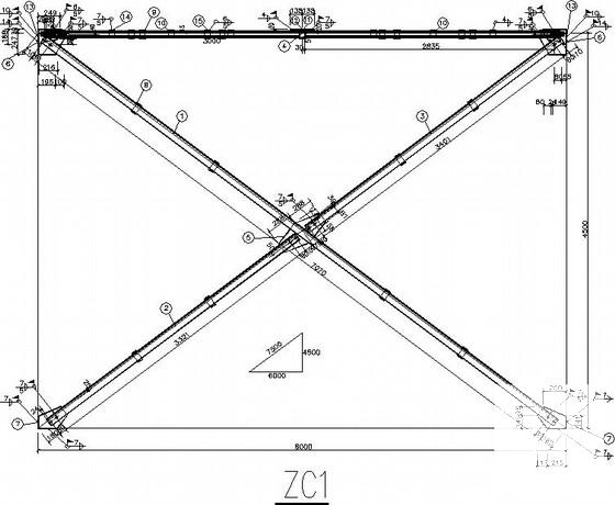 高低跨轻钢蔬菜交易大棚结构CAD施工图纸（独立基础）(平面布置图) - 3