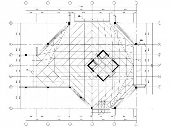 8度抗震商业广场中庭大跨度钢结构CAD施工图纸 - 1