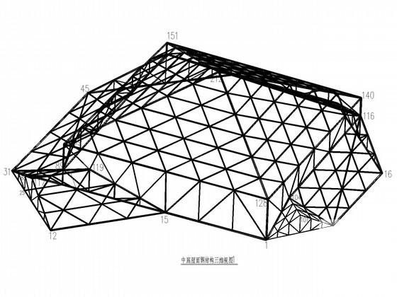 8度抗震商业广场中庭大跨度钢结构CAD施工图纸 - 2