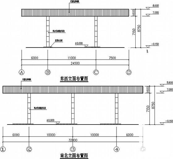 1层钢结构门头房建筑结构CAD施工图纸 - 1