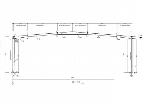 2X24米跨单层门式刚架厂房结构CAD施工图纸（独立基础）(水平支撑) - 1