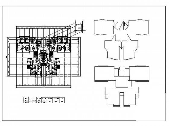 二梯四户高层住宅楼建筑CAD图纸户型图纸（带入户花园，） - 2